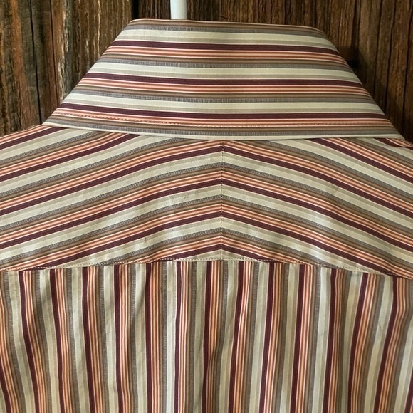 Mens BURBERRY White Red Pink Strip Button Down Long Sleeve Shirt Size 15 /38 - Picture 5 of 10